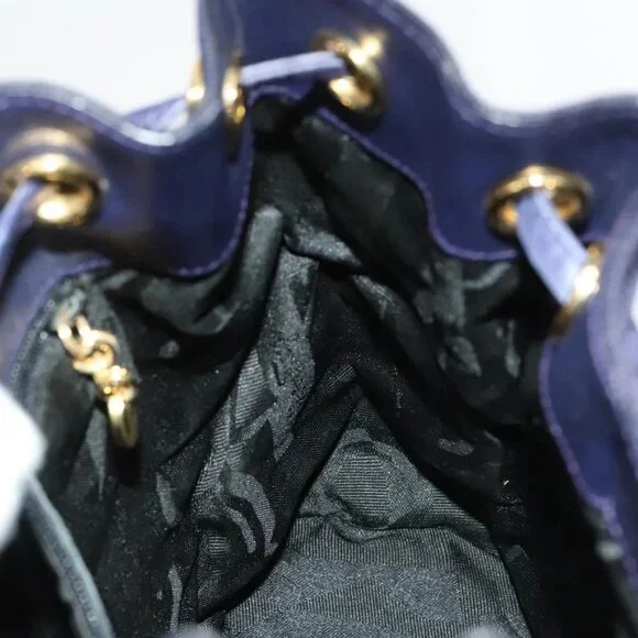 Salvatore Ferragamo Vala Chain Backpack Canvas Navy Gold  display picture 2